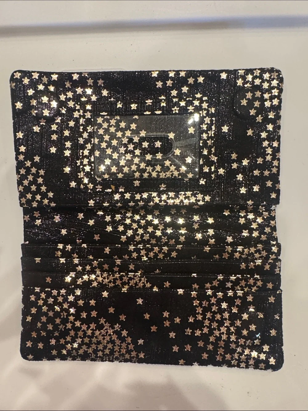 HOBO Black Wallet with Gold Star Embellishments